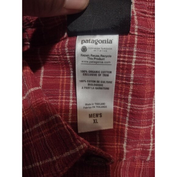 Patagonia Button Up Shirt Mens XL Red Plaid Short Sleeve Organic Cotton - Picture 9 of 11